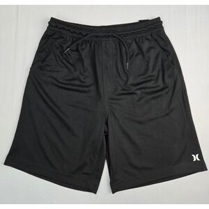 Hurley Boys Black Mesh Athletic Shorts Size Large L 12-13 Yrs NWT 8 Inch Inseam